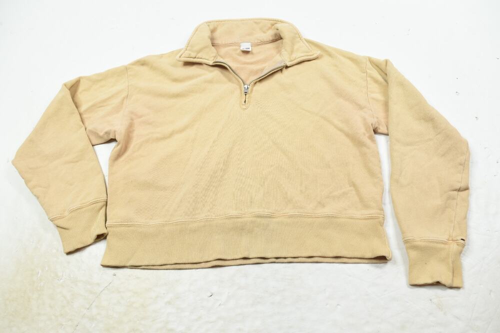 RE/DONE Hanes Pullover Sweatshirt Womens Medium Beige Long Sleeve 1/4 Zip